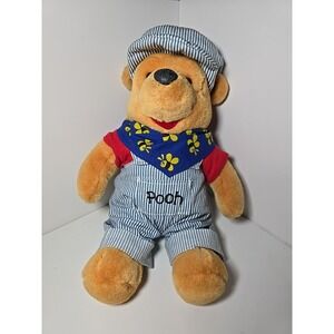 Disney Winnie the Pooh Train Engineer Overalls Hat Plush 15" Stuffed Animal